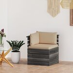 Vidaxl canapé d'angle palette de jardin avec coussins bois de pin