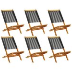 vidaXL Chaises de jardin pliantes lot de 6 noir bois d'acacia massif