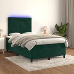 vidaXL Sommier à lattes de lit matelas et LED Vert foncé 120x200 cm