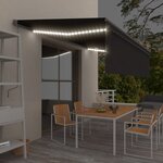 vidaXL Auvent rétractable manuel avec store et LED 5x3 m Anthracite