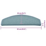 vidaXL Tapis d'escalier 30 pièces 65 x 24 x 4 cm Bleu mer Demi-rond Grand
