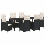 vidaXL Ensemble de salle à manger pour jardin 7 Pièces Noir Poly rotin