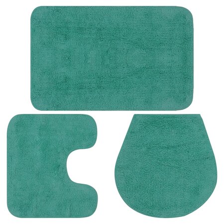 vidaXL Jeu de tapis de salle de bain 3 Pièces Tissu Turquoise