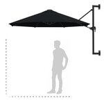 vidaXL Parasol mural avec mât en métal 300 cm Noir