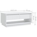 Vidaxl table basse blanc 102 5x55x44 cm aggloméré