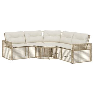 vidaXL Canapé de jardin et coussins et repose-pied en forme de L rotin