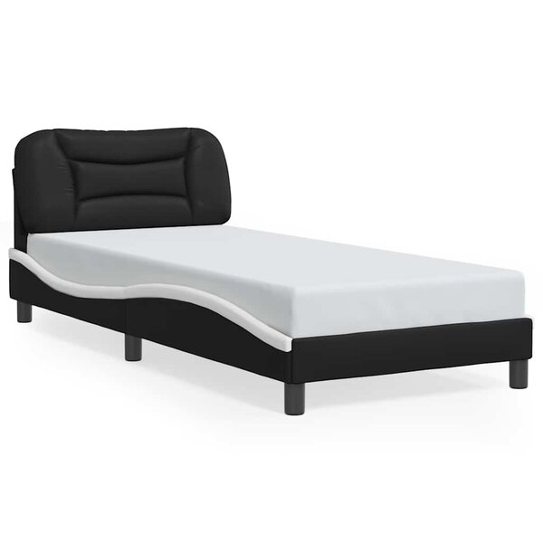 vidaXL Cadre de lit sans matelas Hvar noir et blanc 90x190 cm similicuir