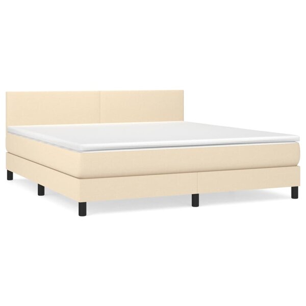 vidaXL Sommier à lattes de lit avec matelas Crème 180x200 cm Tissu