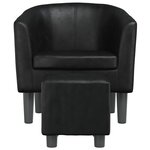 vidaXL Fauteuil avec repose-pied noir similicuir