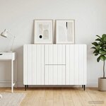 vidaXL Buffet Blanc brillant 89 x 34 5 x 62 cm Bois d'ingénierie