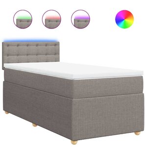 vidaXL Sommier à lattes de lit avec matelas Taupe 90x190 cm Tissu