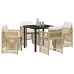 vidaXL Ensemble de salle à manger pour jardin 5 Pièces Beige Poly rotin