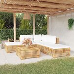 vidaXL Salon de jardin 6 Pièces avec coussins Bois de teck solide