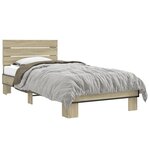 vidaXL Cadre de lit chêne sonoma 90x200 cm bois d'ingénierie et métal