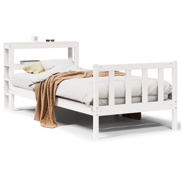 vidaXL Cadre de lit sans matelas blanc 90x200 cm bois de pin massif