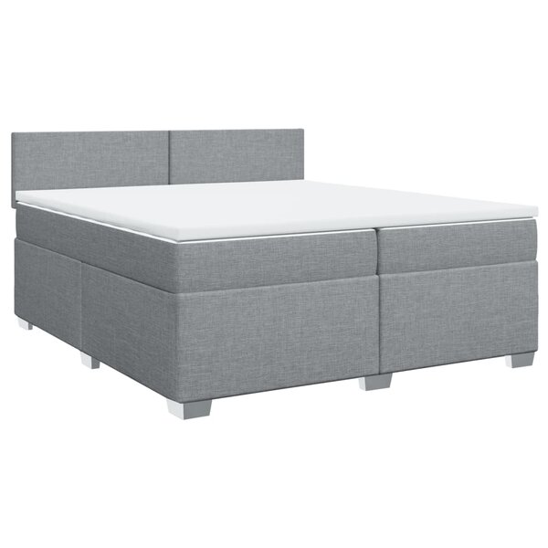 vidaXL Sommier à lattes de lit avec matelas Gris clair 200x200cm Tissu