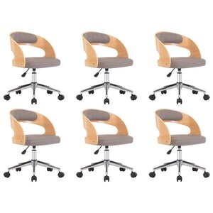 vidaXL Chaises pivotantes à manger lot de 6 taupe bois courbé et tissu