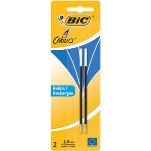 Recharge pour stylo bille bic 4 couleurs - pointe moyenne - bleu - bic
