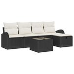 vidaXL Ensemble de canapé de jardin avec coussin 6 Pièces Noir Poly rotin