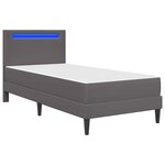 vidaXL Cadre de lit avec bandes LED Gris 90 x 200 cm Simili cuir