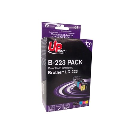 Uprint b-223 2bk/c/m/y pack 5 cartouches compatibles avec brother lc223 lc221