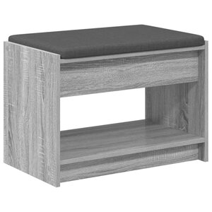 vidaXL Banc d'entrée avec coussin Gris Sonoma 63 x 38 x 45 cm
