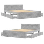 vidaXL Cadre de lit avec tête de lit gris béton 140x190 cm