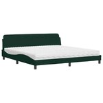 vidaXL Lit avec matelas Dover vert foncé 200x200 cm velours