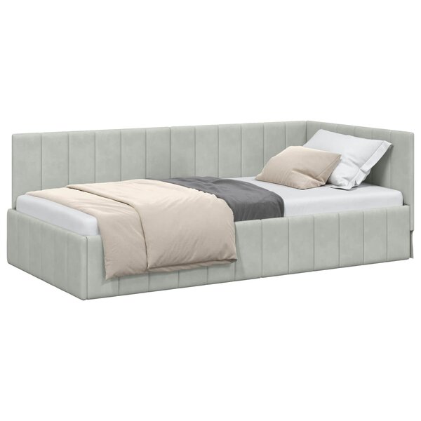 vidaXL Cadre de lit d'angle Gris clair 90 cm x 200 cm Velours
