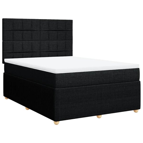 vidaXL Sommier à lattes de lit avec matelas Noir 160x200 cm Tissu