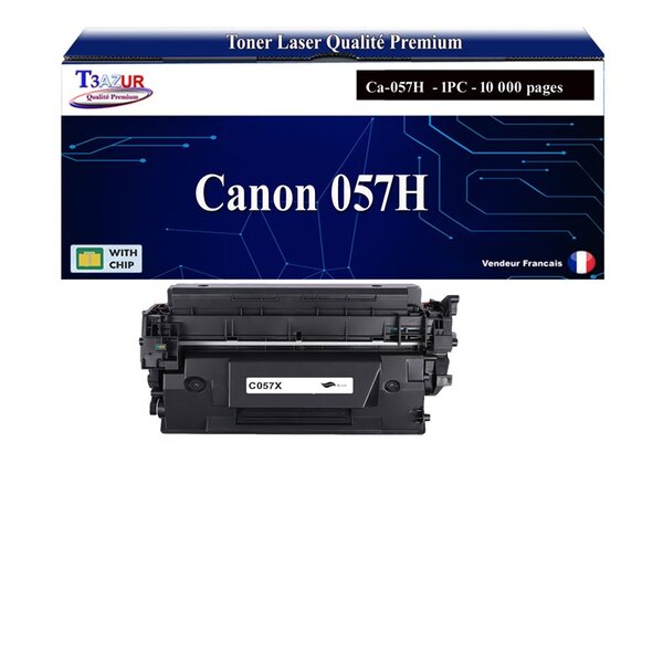 T3AZUR - Toner compatible avec Canon 057H (3010C002/3010C004) pour Canon LBP-223dw  LBP-226dw  LBP-228x  LBP-233dw  LBP-236dw Noir - 10 000p
