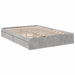vidaXL Cadre de lit et tiroirs gris béton 140x200 cm bois d'ingénierie