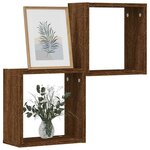 vidaXL Étagères murales sous forme cube 2 Pièces chêne marron 30x15x30cm