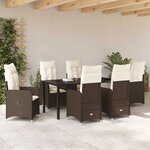 vidaXL Ensemble de salle à manger pour jardin 7 Pièces Marron Poly rotin