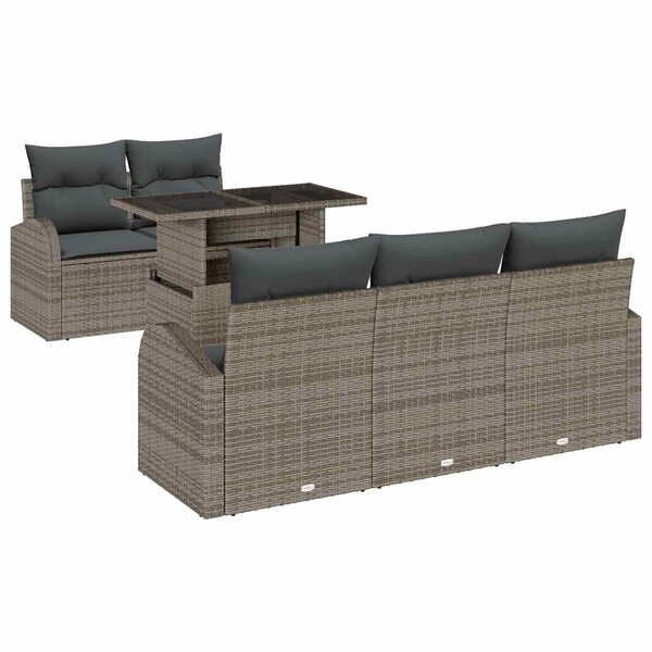 vidaXL Ensemble de canapé de jardin 6 pc Gris polyrotin