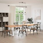 vidaXL Table à manger avec bord naturel 320x100x74cm bois massif chêne