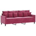 vidaXL Ensemble de canapés 3 Pièces avec coussins Rouge bordeaux Velours