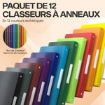 ACROPAQ 12x Classeur A4- 4 Anneaux- Dos 2 5 cm pour 100 feuilles- Étiquettes de Dos- PP- Souple- Résisitants à l'eau- Couleur Nature