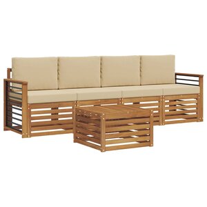 vidaXL Ensemble de canapés d'extérieur 5 pc Naturel et Beige