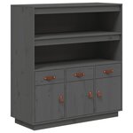vidaXL Buffet haut Gris 100x40x108 5 cm Bois massif de pin