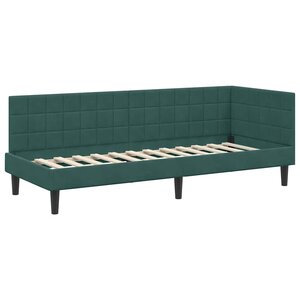 vidaXL Cadre de lit d'angle Vert foncé 80 cm x 200 cm tissu