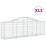 vidaXL Paniers à gabions arqués 13 Pièces 200x30x60/80 cm Fer galvanisé