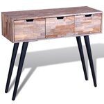vidaXL Table console avec 3 tiroirs Bois de teck recyclé