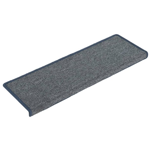 vidaXL Tapis d'escalier 15 pièces 65 x 21 x 4 cm Gris clair et bleu Bord rectangulaire