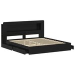 vidaXL Cadre de lit avec rangement Noir 200 x 200 cm Bois d'ingénierie