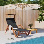 vidaXL Chaise longue avec auvent gris textilène/bois massif peuplier