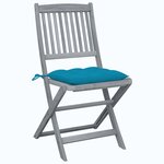 vidaXL Chaises pliables d'extérieur lot de 2 et coussins Bois d'acacia