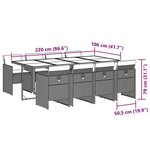 vidaXL Ensemble à manger de jardin 9Pièces coussins noir résine tressée