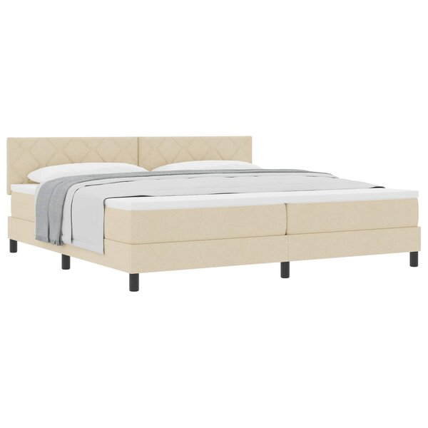 vidaXL Lit à ressorts avec matelas Crème 200 x 200 cm tissu