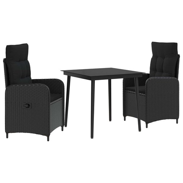 vidaXL Ensemble de Tables Basses avec coussin avec oreiller 3 Pièces Noir